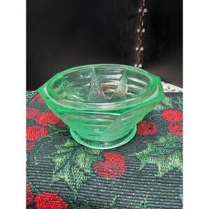 Vaseline Glass small Art Deco Dish Vintage Unknown mfg